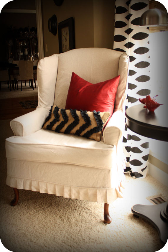 Slipcovered Wingback Chair that I want Remodelaholic